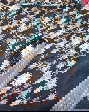 Manusi noi  piele naturala  XL ,  esarfa mare  noua broderie  mecanica multicolora