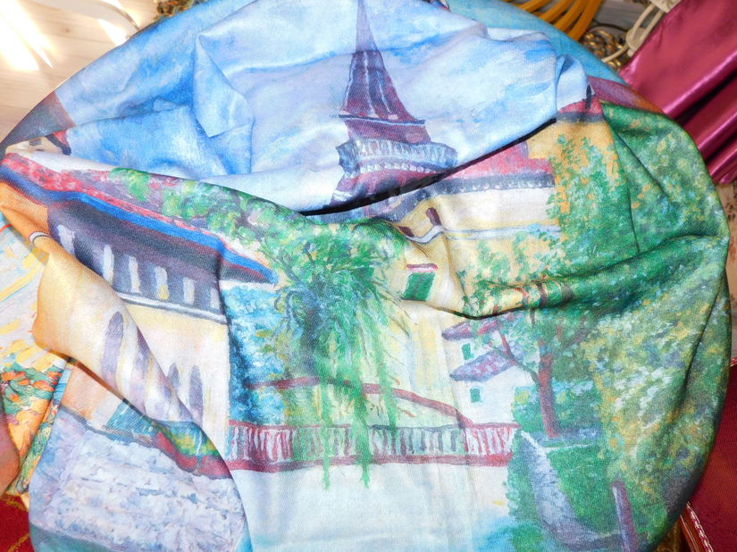 Esarfa noua  multicolora casmir ,  cadou  bratara   masiva zamac