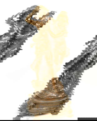 Fetita si baietel-statueta din bronz masiv