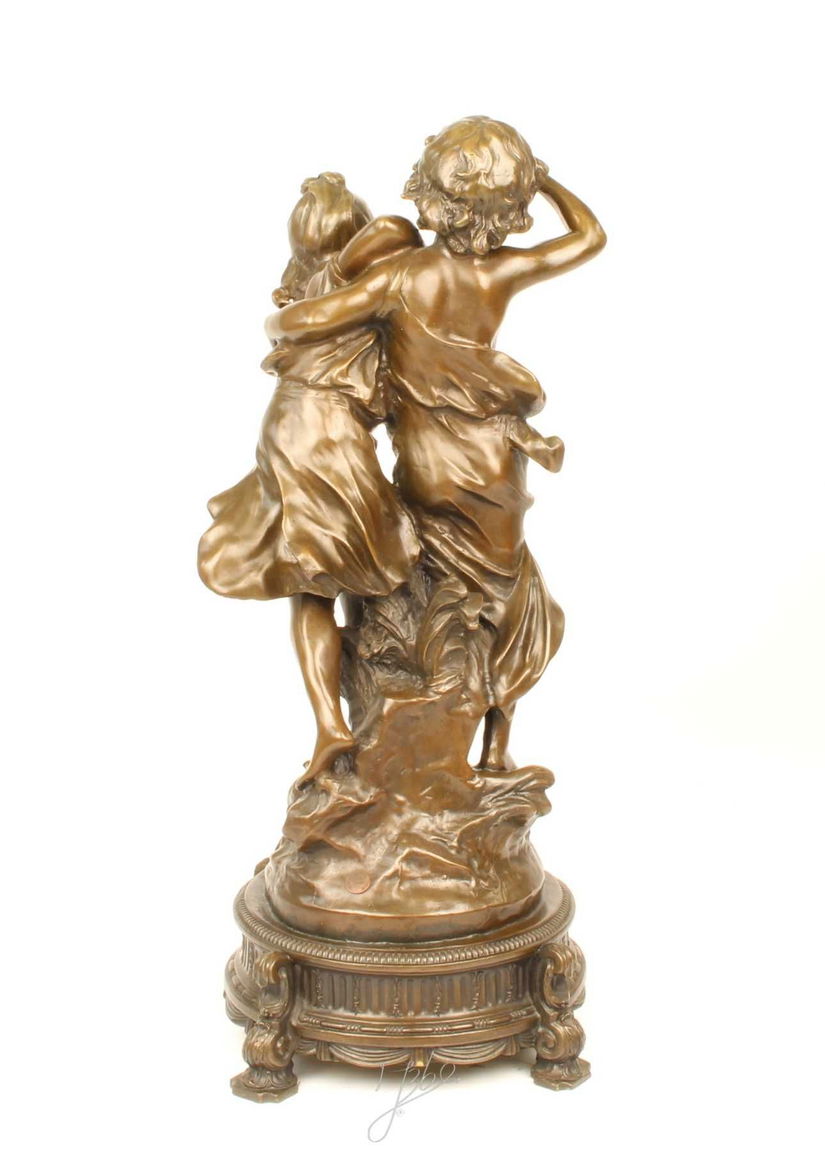 Fetita si baietel-statueta din bronz masiv
