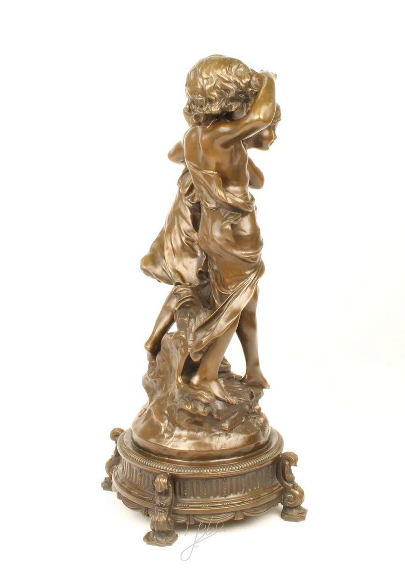 Fetita si baietel-statueta din bronz masiv