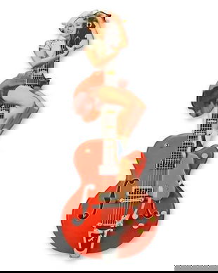 Femeie pe chitara-decoratiune metalica pentru perete