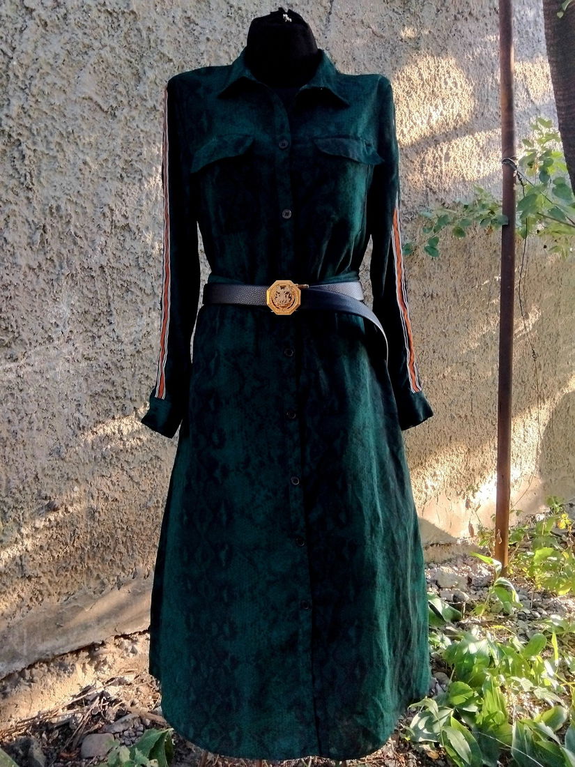Rochie print verde negru