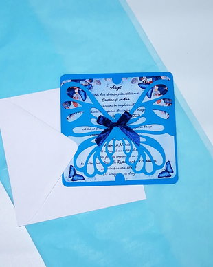 Invitatie Botez Baietei Fluturas Decupat
