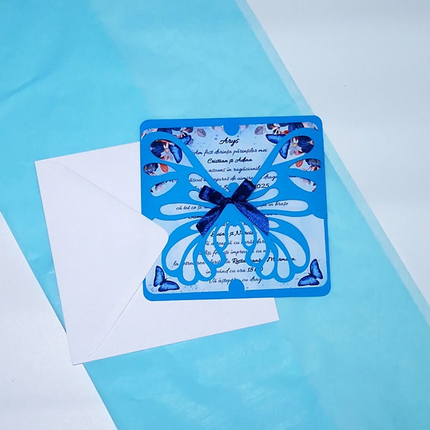 Invitatie Botez Baietei Fluturas Decupat