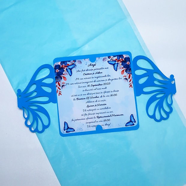 Invitatie Botez Baietei Fluturas Decupat