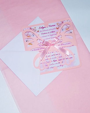 Invitatie Botez Fetite Fluturas Decupat