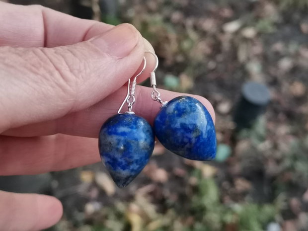 Cercei lapis lazuli, tortițe din argint