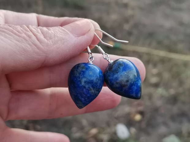 Cercei lapis lazuli, tortițe din argint