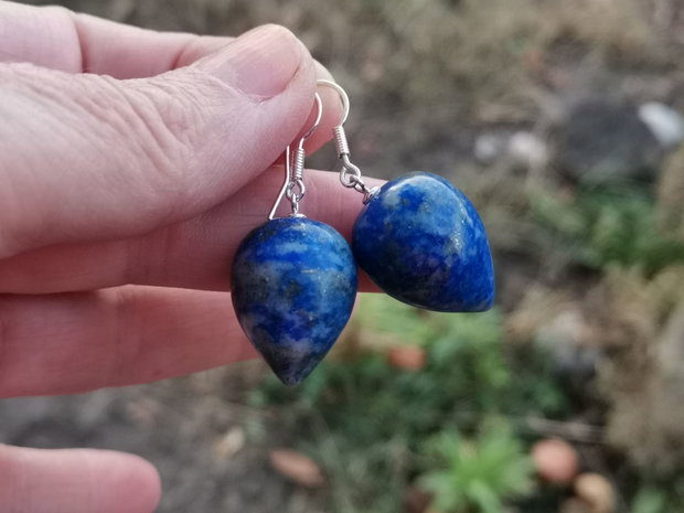 Cercei lapis lazuli, tortițe din argint