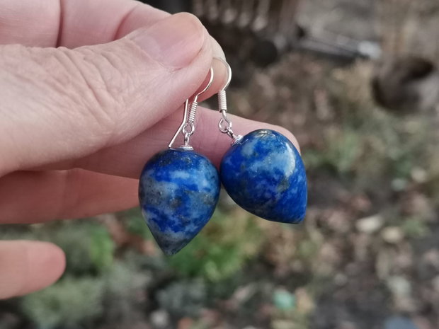 Cercei lapis lazuli, tortițe din argint