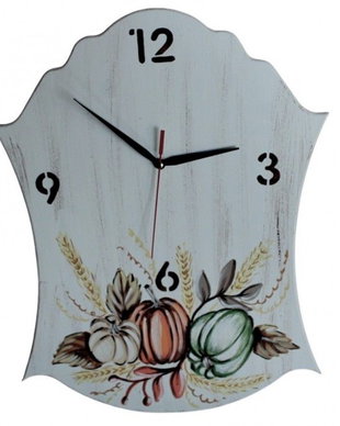 Ceas de lemn Dovleac, pictat manual, inaltime 40 cm