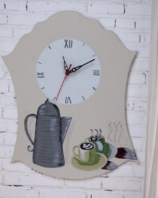 Ceas de lemn pentru bucatarie, pictat manual, inaltime 40 cm