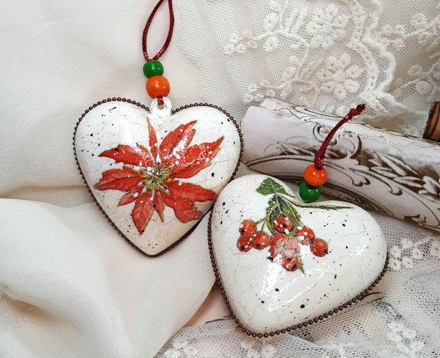 Set ornamente pentru brad - Inimi craciunesti