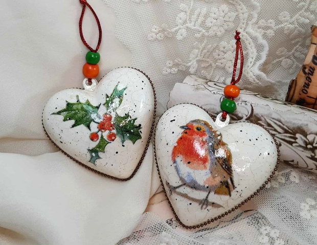 Set ornamente pentru brad - Inimi craciunesti