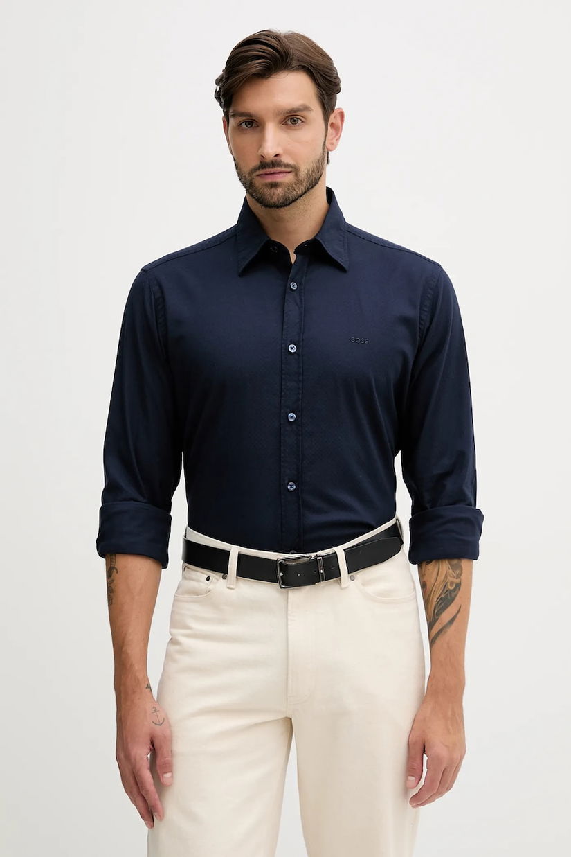 BOSS Orange cămașă culoarea bleumarin, cu guler clasic, regular, 50548959