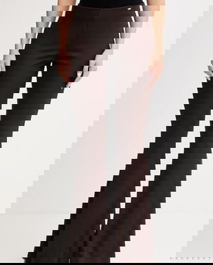 Gaudi pantaloni culoarea maro, evazați, high waist, 521FD24005