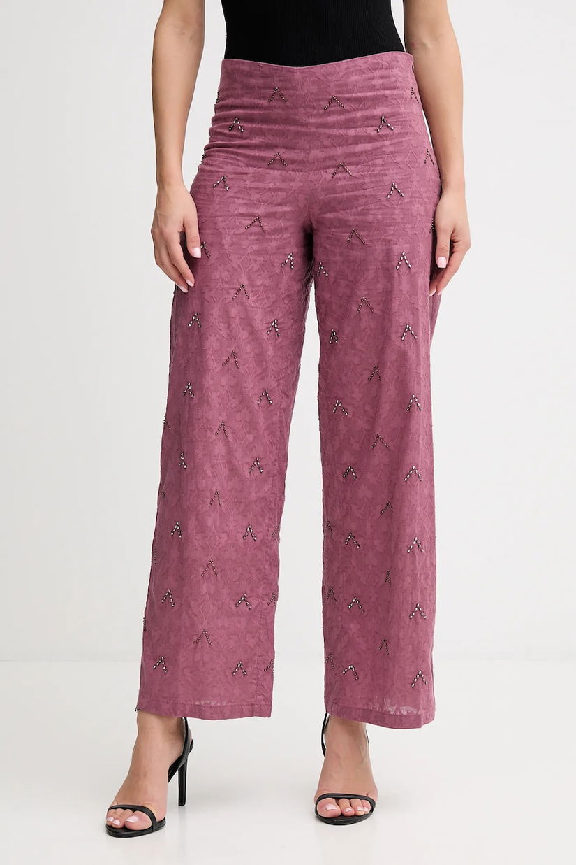 Hoss Intropia pantaloni culoarea roz, drept, high waist, 6542822