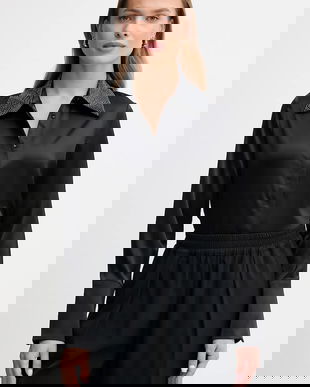 Joseph Ribkoff cămașă culoarea negru, cu guler clasic, regular, 254926