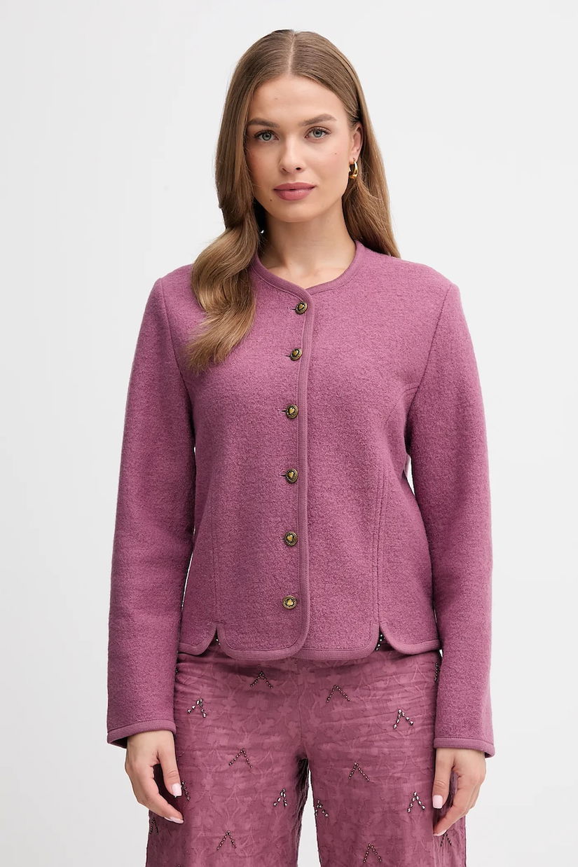 Hoss Intropia geacă de lână culoarea violet, un singur rând de nasturi, uni, 5432676