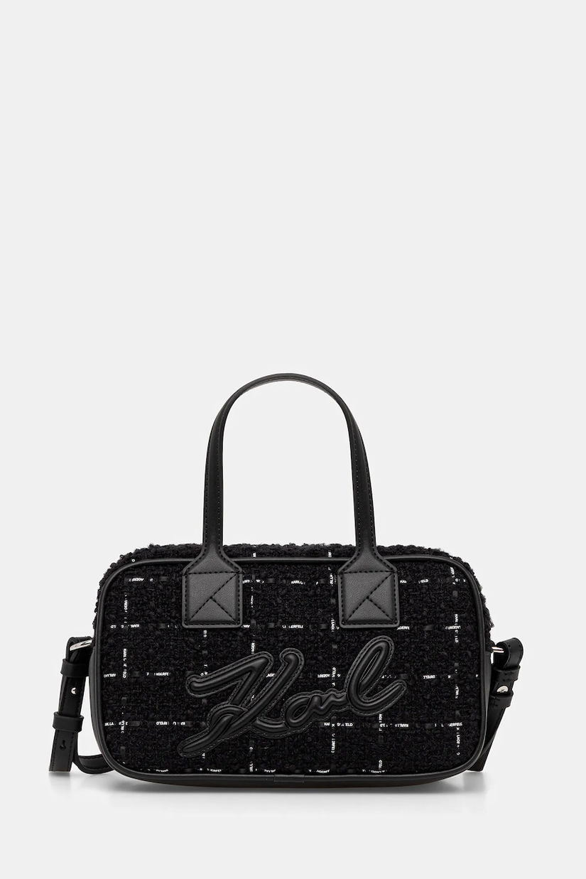 Karl Lagerfeld geantă de mână cu lână culoarea negru, A4W30259