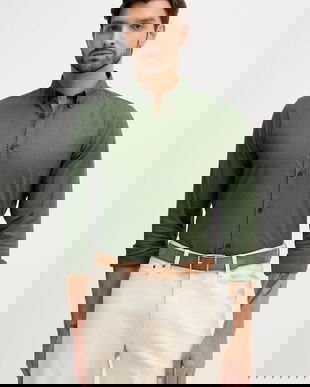 Lindbergh cămașă culoarea verde, cu guler button-down, slim, 30-203174