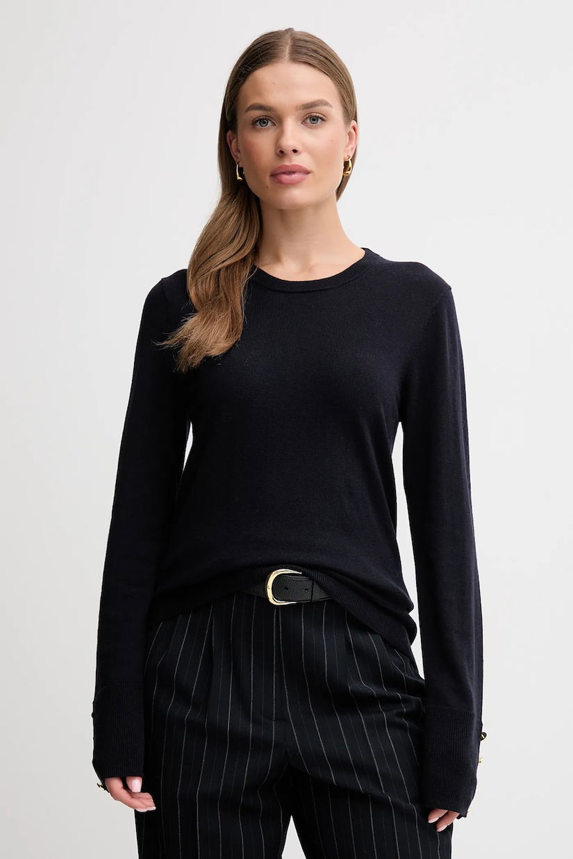Barbour pulover de lână CARLBY culoarea bleumarin, light, LKN1686