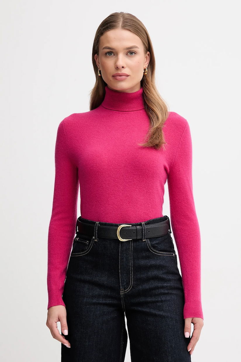 United Colors of Benetton pulover de lână culoarea gri, cu guler, 1002D2348