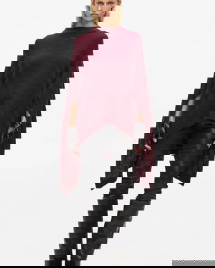 Karl Lagerfeld poncho de lână culoarea bordo, light, A4W18047