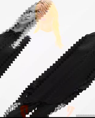 Karl Lagerfeld bluză culoarea negru, uni, A4W11012