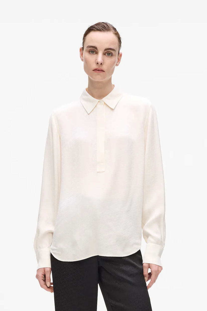 Karl Lagerfeld bluză culoarea alb, uni, A4W11012