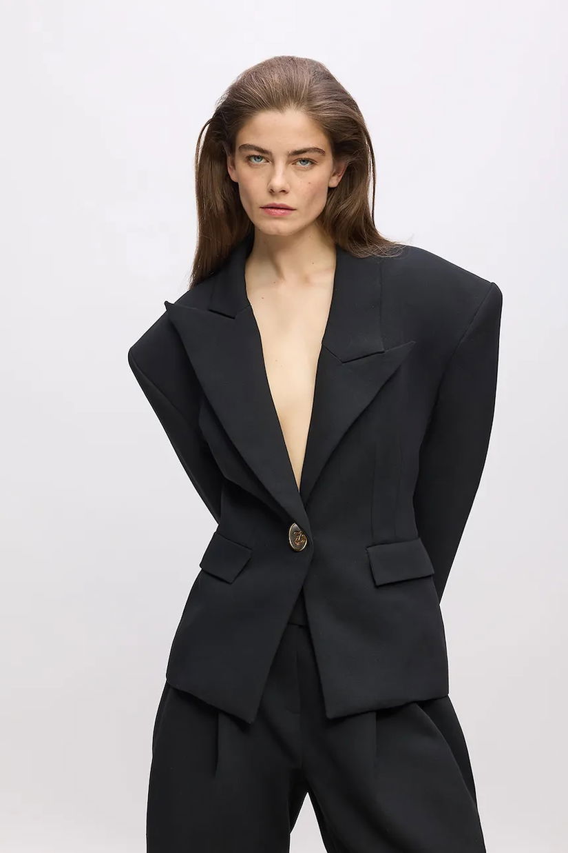 Karl Lagerfeld jachetă cu lână Karl Lagerfeld Studio culoarea negru, oversize, uni, A4W14065