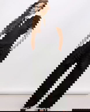 Karl Lagerfeld pantaloni cu lână Karl Lagerfeld Studio culoarea negru, lat, medium waist, A4W10144