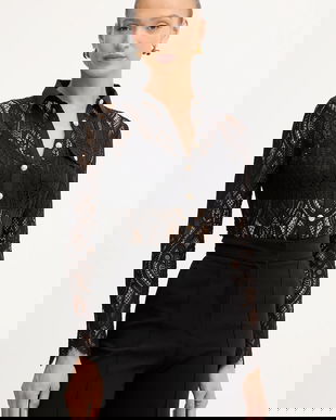 Morgan cămașă culoarea negru, cu guler clasic, regular, TLILA