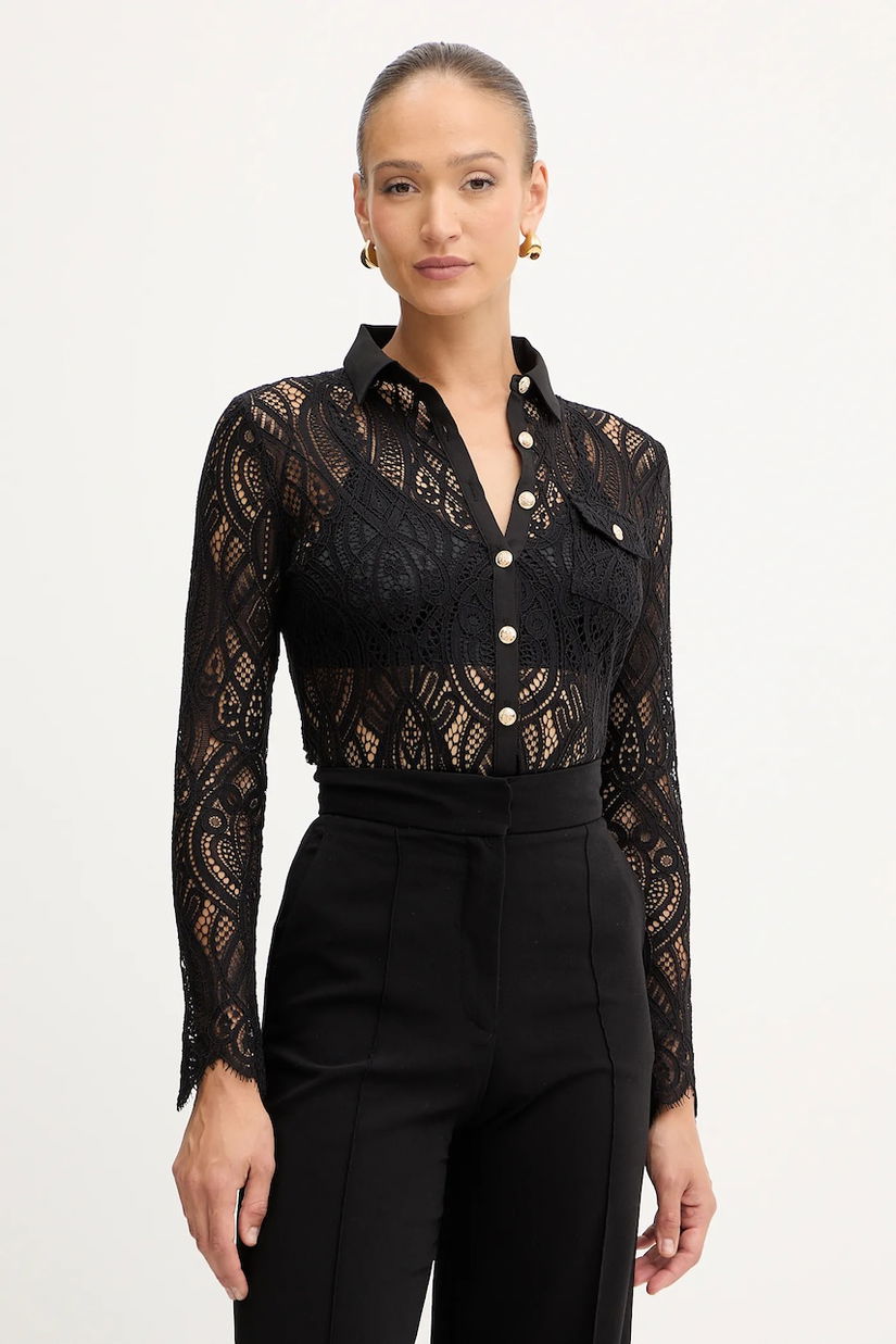 Morgan cămașă culoarea negru, cu guler clasic, regular, TLILA