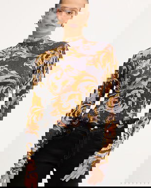 Versace Jeans Couture pulover culoarea maro, light, cu guler, 79HAFM04 CMN04