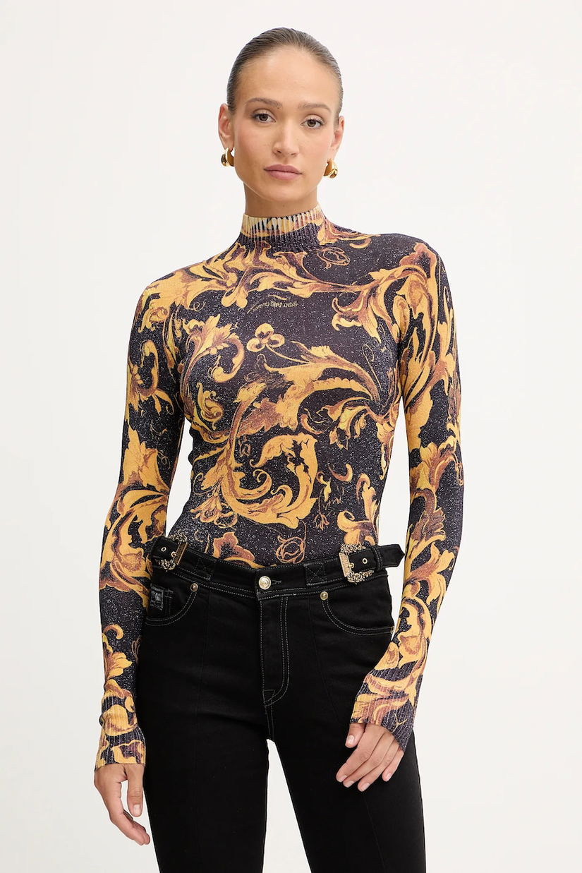Versace Jeans Couture pulover culoarea maro, light, cu guler, 79HAFM04 CMN04