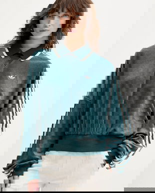 adidas Originals bluză din velur Liberty culoarea verde, cu imprimeu, JW5274