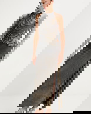 Diesel rochie D-KARAM-LONG culoarea auriu, maxi, mulată, A18559.0NKCU