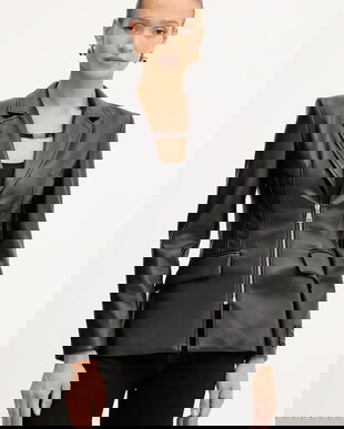 Versace Jeans Couture sacou culoarea negru, un singur rând de nasturi, uni, 79HAQ703 J0195