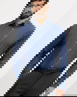 Lindbergh cămașă jeans culoarea bleumarin, cu guler clasic, relaxed, 30-203652