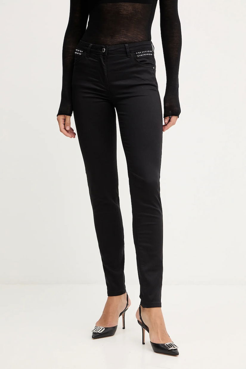 Morgan pantaloni culoarea negru, mulata, high waist