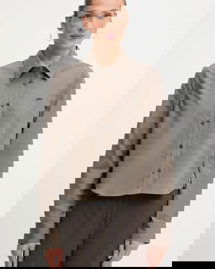 Miss Sixty cămașă din amestec de matase culoarea maro, cu guler clasic, regular, 6S3XJ5300B