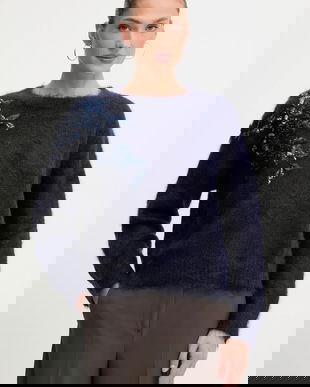 Blugirl Blumarine pulover din amestec de mohair culoarea bleumarin, RF5082.MS037