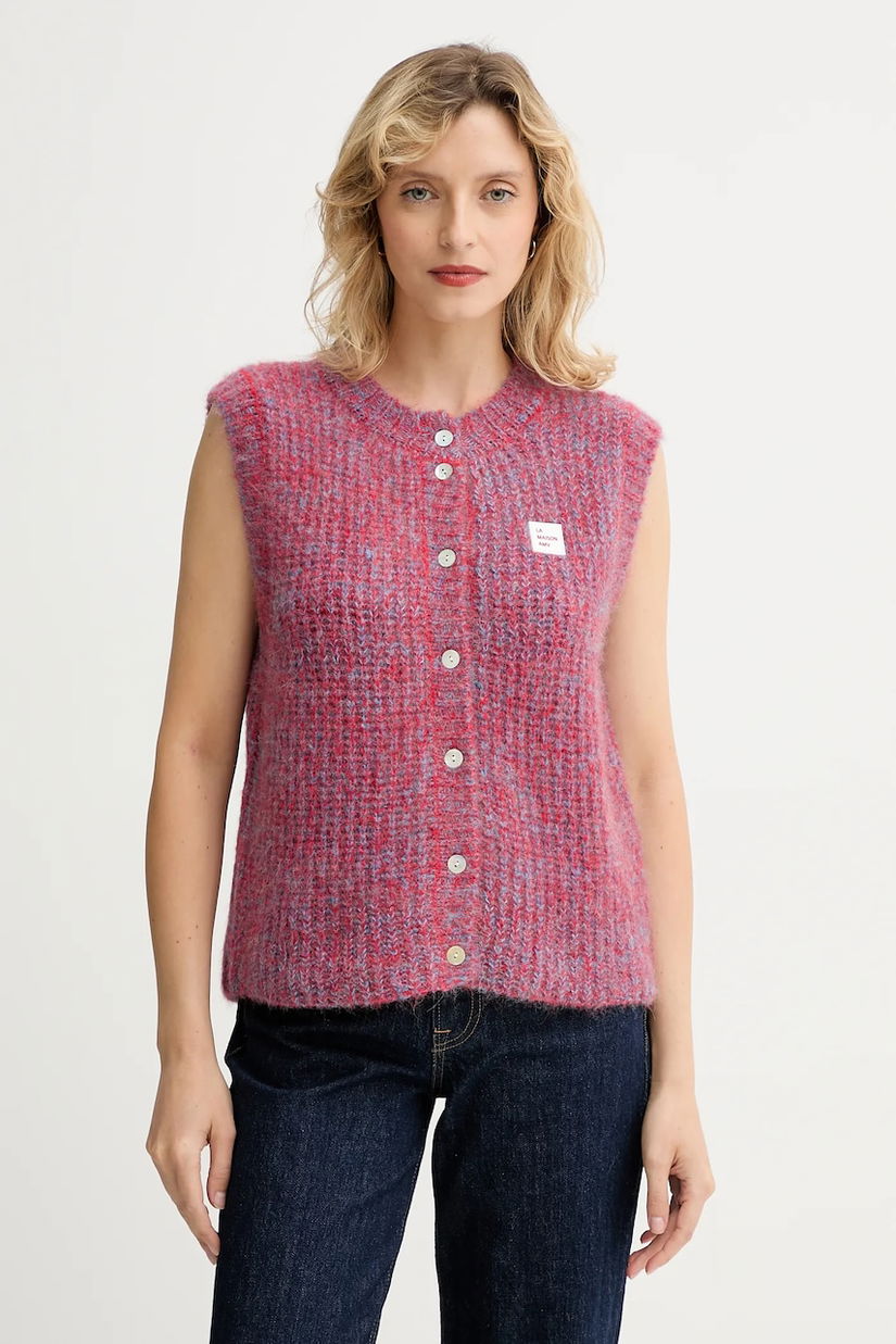 American Vintage vestă din amestec de lână culoarea roz, călduros, EAST19MM