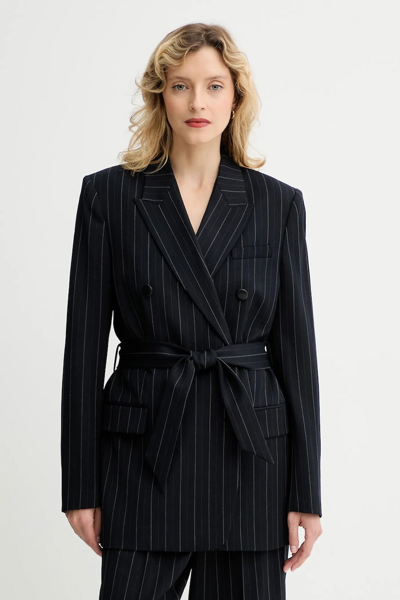 Rag & Bone jachetă cu lână culoarea bleumarin, cu două rânduri de nasturi, cu imprimeu, RA8925F4MCN