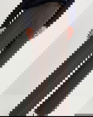 Blugirl Blumarine pantaloni culoarea maro, lat, high waist, RF5090.T5771