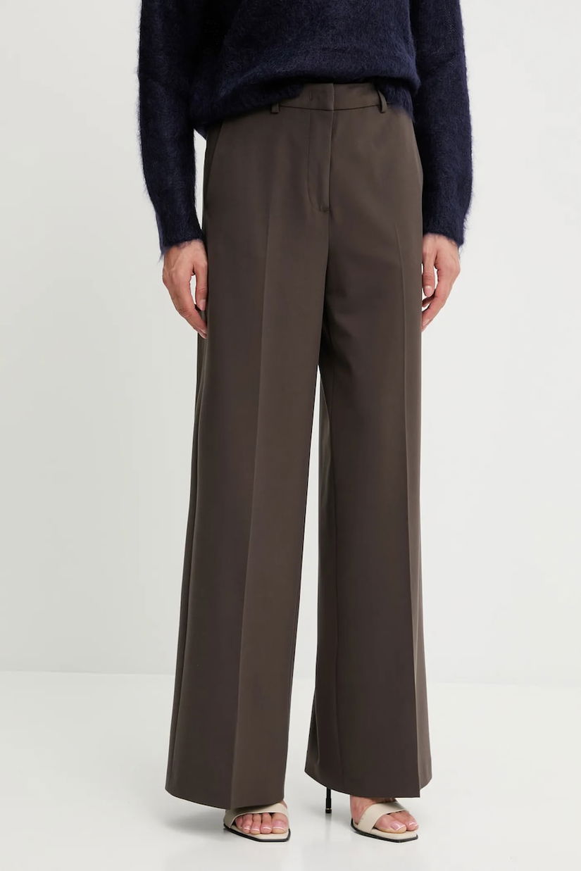 Blugirl Blumarine pantaloni culoarea maro, lat, high waist, RF5090.T5771