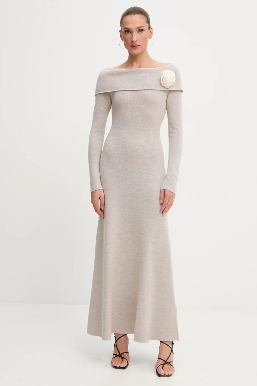 Blugirl Blumarine pulover de lână culoarea bej, maxi, mulată, RF5150.MA500