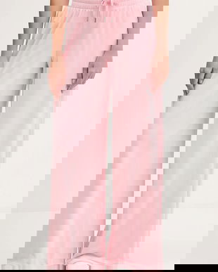 Juicy Couture pantaloni de trening din velur culoarea roz, cu imprimeu, JCWBJ225309